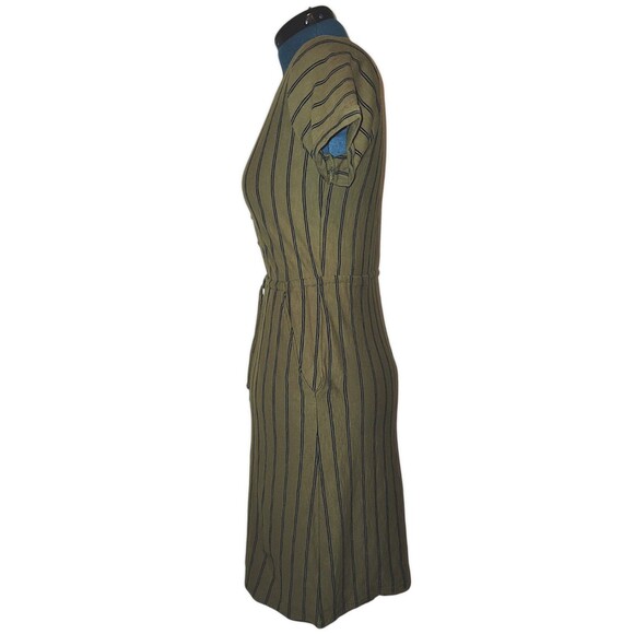 DownEast Green and Black Striped Sheath Dress Size XS 100% Cotton Natura… - Picture 4 of 8